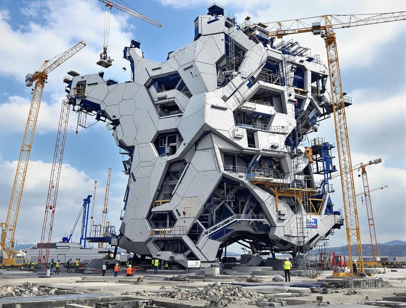 Image of the map of France being built as a building worksite